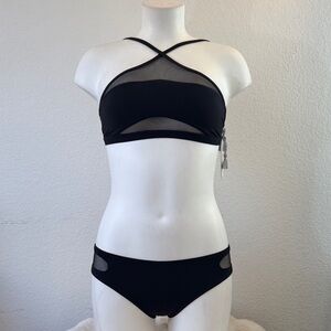 Chic Black Mesh Bikini Set